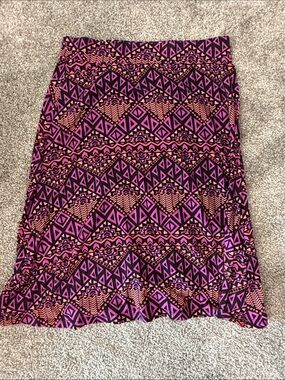 Cato Pink and Black Geometric Midi Skirt